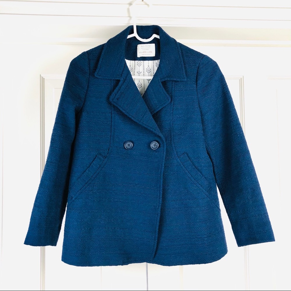 Zara Girl’s blue peacoat jacket 14